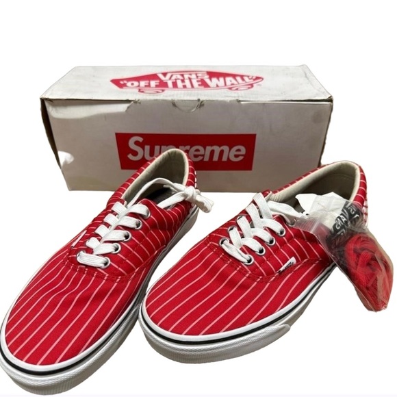 Supreme x CDG x Vans Era Harold Hunter Pinstripe Red Size Women’s 8 Men’s 6.5